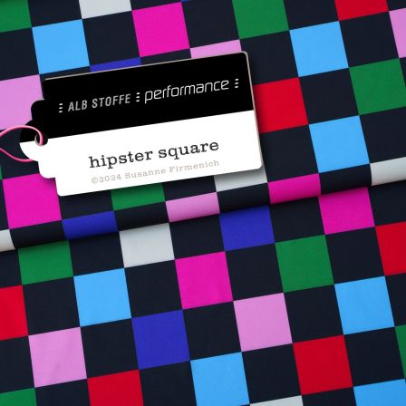 Sportjersey Trevira Bioactive "Performance - Hipster square black" (schwarz-bunt) von ALBSTOFFE