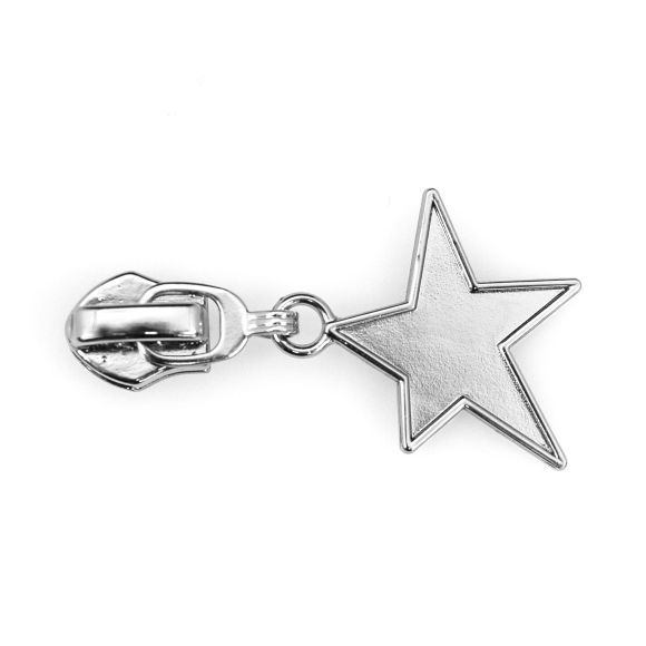 Zip/tirette étoile - pour fermeture éclair "Metallic Look" (argenté)