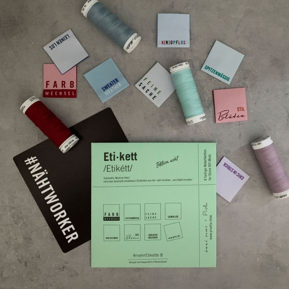 Étiquettes textiles à coudre "#mehrEtikette - 8. Edition - vert clair" de Prülla