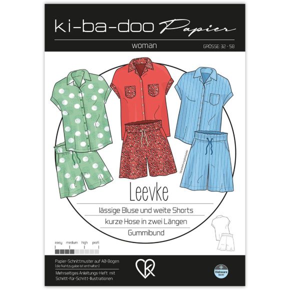 Patron - blouse & short pour femmes "Leevke" (32-58) de ki-ba-doo (en allemand)