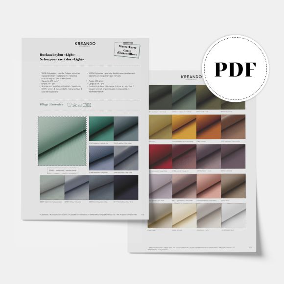 Nuancier PDF - "Nylon pour sac à dos - Light" de KREANDO (gratuit)