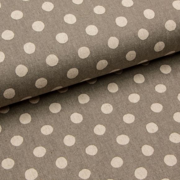 Coton/lin "Large natural dots " (gris clair-nature) de SEVENBERRY/Japon