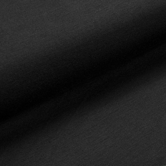 Romanit-Stoff als schwarze Jerseyviskose, Meterware ausgerollt abgebildet und zum Nähen zu kaufen