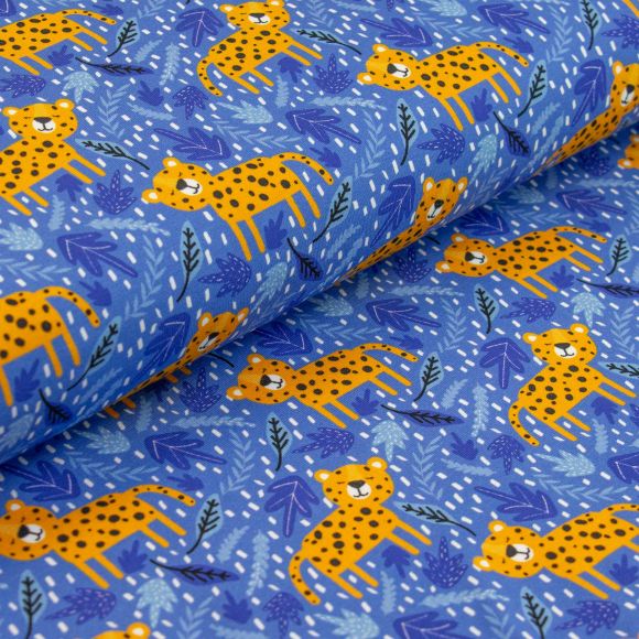 Jersey de coton "Léopard baby" (bleu-orange) de Fräulein von Julie