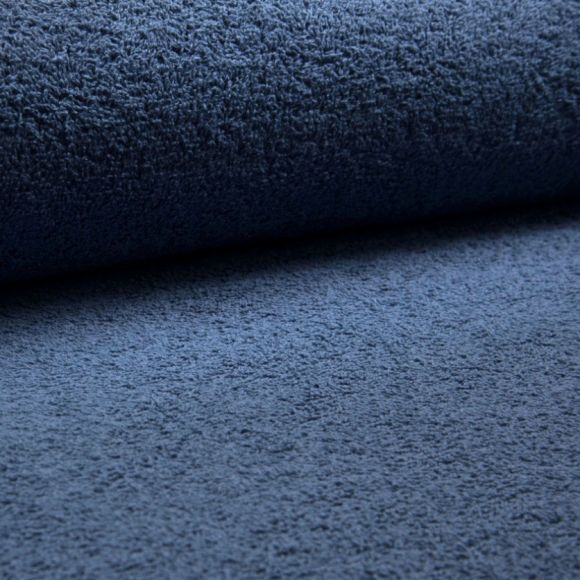 Tissu éponge en coton - uni "Douillet" (bleu jean)