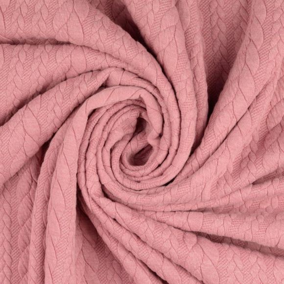 80 cm reste // Maille jersey jacquard "Tresses" (rose clair)