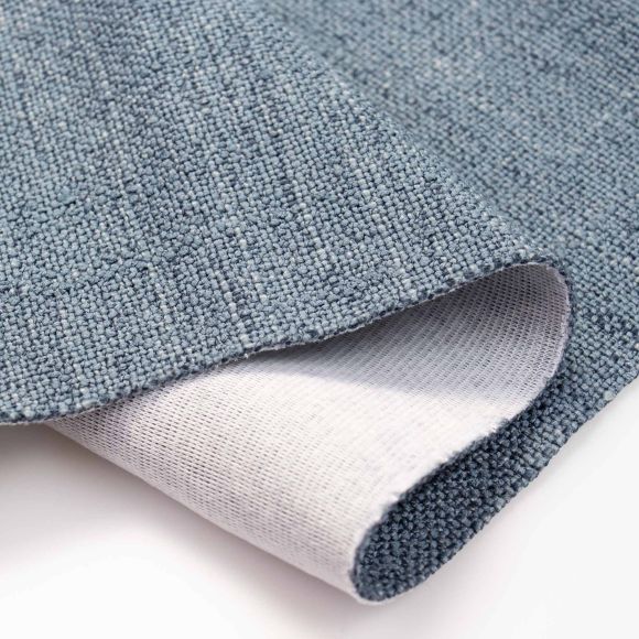 Tissu d'ameublement et de décoration "Aspect lin" (bleu jean)