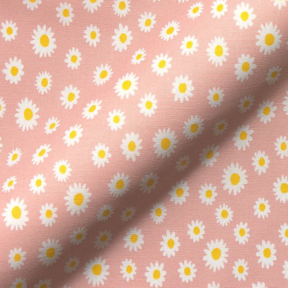 Canvas Baumwolle "Margeriten" (rosa-weiss/gelb)