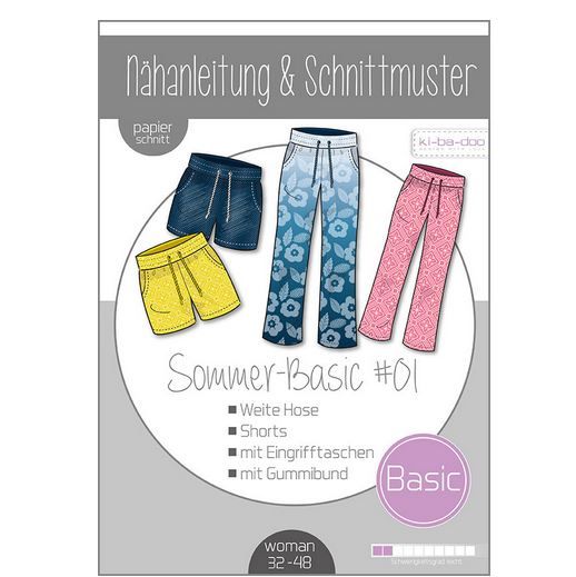 Schnittmuster Damen Hose/Shorts "Sommer Basic #01" Gr. 32-48 von ki-ba-doo