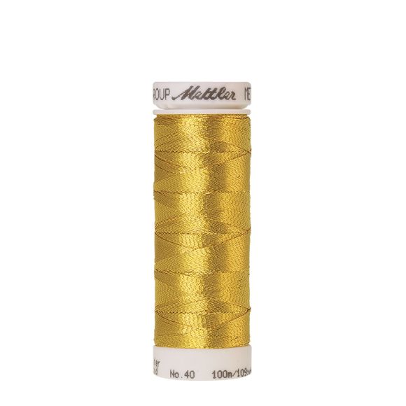 Mettler - Fil à coudre et à broder "Metallic", bobine de 100 m (0490/bright gold)