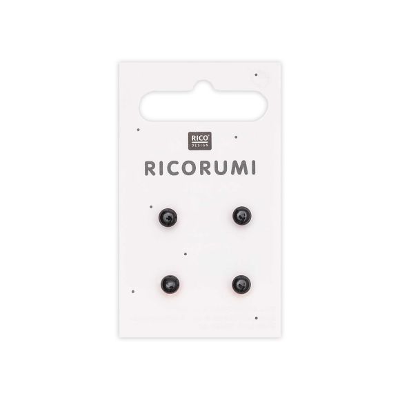 Yeux à coudre avec tige "Ricorumi" - lot de 4 - Ø 5 mm (noir) de RICO DESIGN