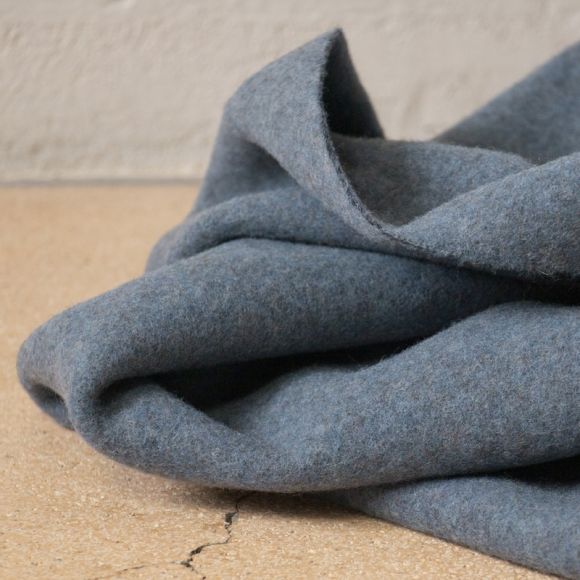 Tissus pour manteaux en laine vierge "Double Luxe" (bleu fumé chiné)