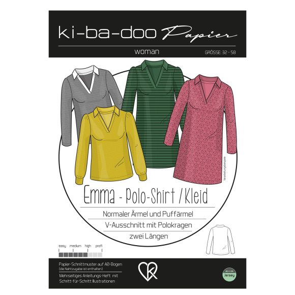 Schnittmuster Damen Polo Shirt/Kleid "Emma" Gr. 32-58 von ki-ba-doo