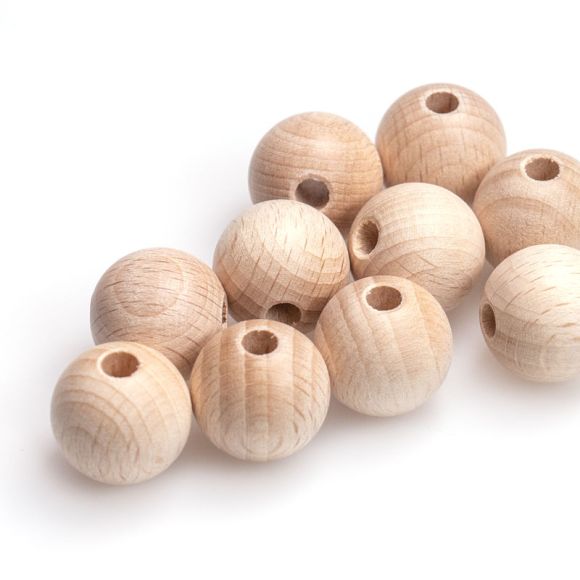 Boule en bois de hêtre Ø 20 mm - set à 10 pces (nature)