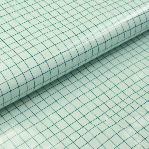 Toile cirée - coton enduit "Grid/Carreaux" (menthe clair-vert pétrole) de RICO DESIGN