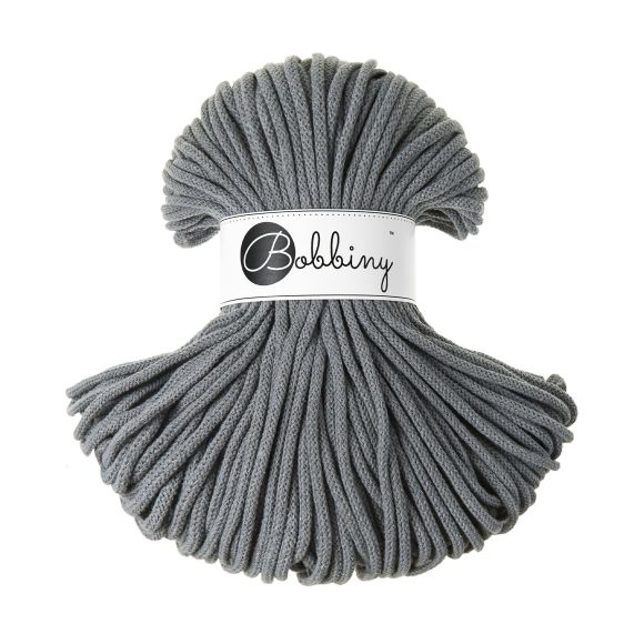 Fil macramé en coton recyclé "Premium Ø 5 mm - steel" (gris acier) de Bobbiny
