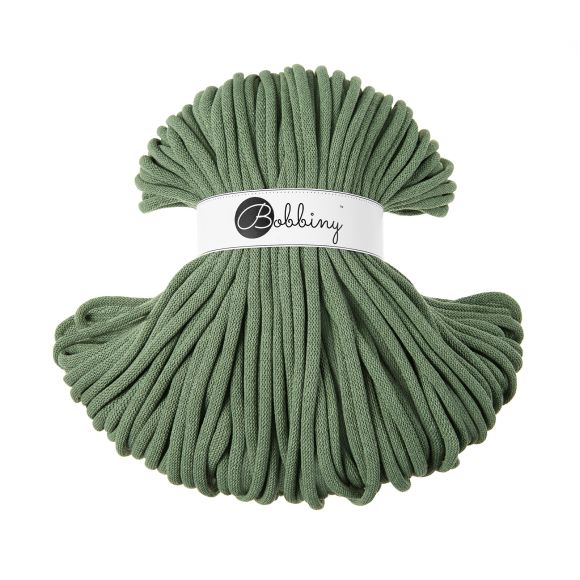 Recycling Makramee-Garn Baumwolle "Jumbo Ø 9 mm - eucalyptus green" (salbeigrün) von Bobbiny