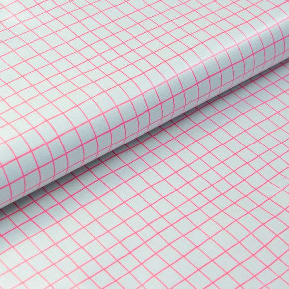 Wachstuch - Baumwolle beschichtet "Grid/Karo" (pastellmint-pink) von RICO DESIGN