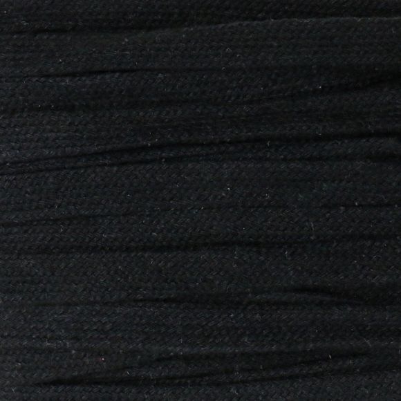 Flachkordel Baumwolle "Hoodieband" 12-15 mm - am Meter (schwarz)