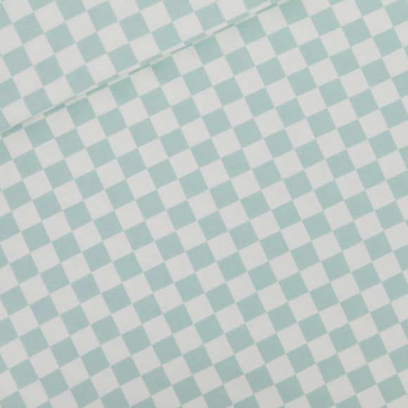 50 cm Coupon // Sommersweat Baumwolle "Checkers" (mint-offwhite) von See You at Six