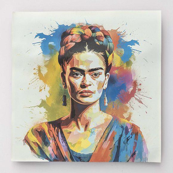 Kunstleder Nappa Panel "Señora/Color Art" 44 x 44 cm (weiss-bunt)
