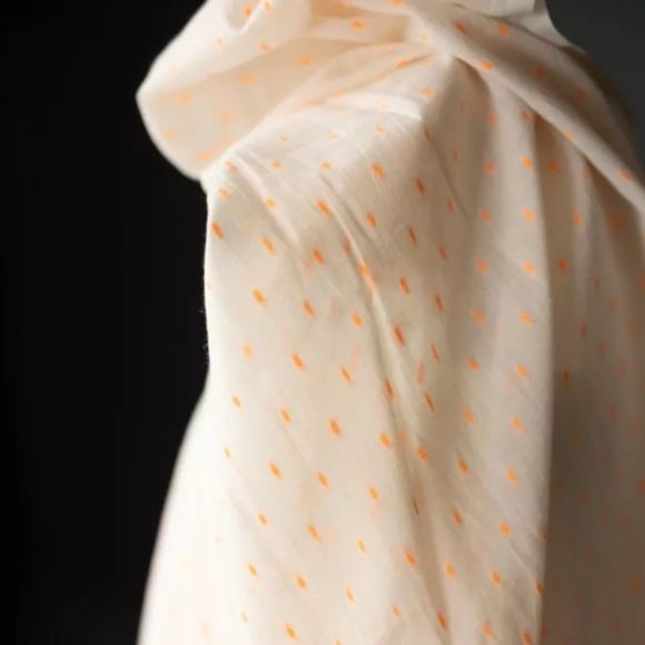 Coton "Acid Pop Dobby - indian cotton" (offwhite-orange fluo) de MERCHANT &amp; MILLS