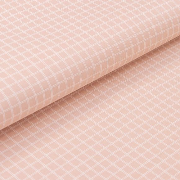 Toile cirée - coton enduit “Grid/mini carreaux” (rose poudre-blanc)