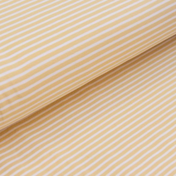 Jersey de coton "Mini rayures" (beige-blanc)