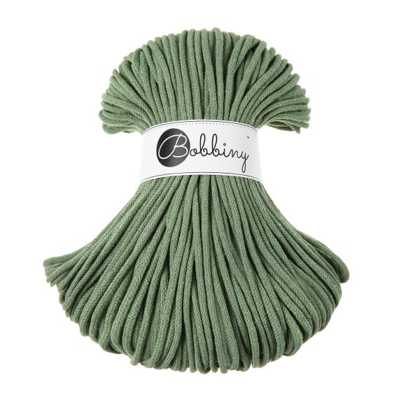 Fil macramé en coton recyclé "Premium Ø 5 mm - eucalyptus green" (vert sauge) de Bobbiny