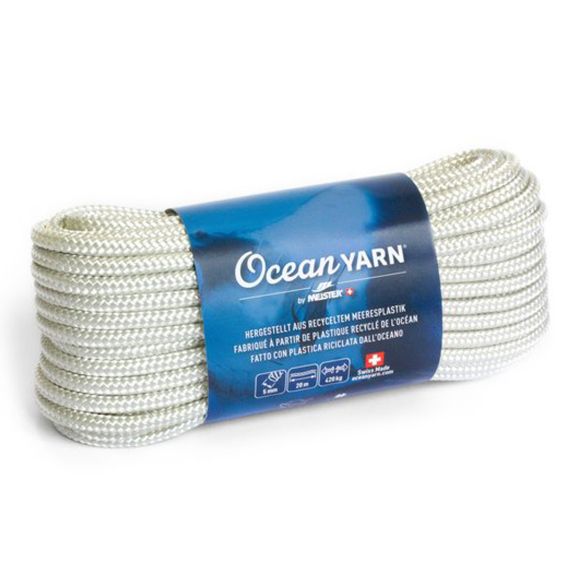 Cordon recyclé - tressé "OceanYarn®" - Ø 5 mm, 20 m (blanc) de Meister