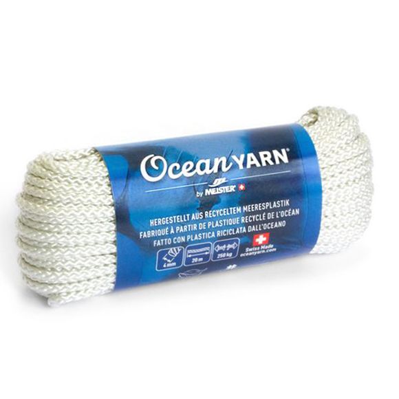 Cordon recyclé - tressé "OceanYarn®" - Ø 4 mm, 20 m (blanc) de Meister