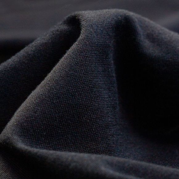 90 cm reste // Jersey de soie de mûrier/coton bio "Smooth" (bleu nuit chiné)