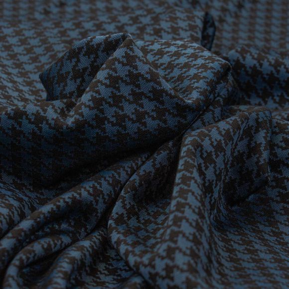Maille jacquard en coton "Geometrix Pied de Poule" (noir/bleu)