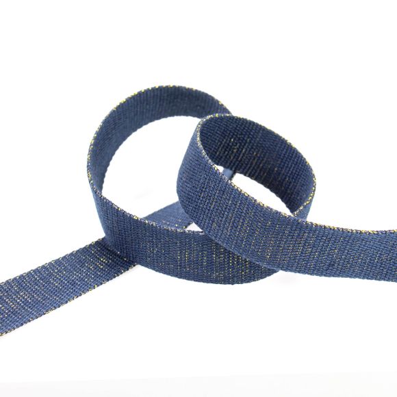 Gurtband Baumwolle "Shiny Lurex" 30 mm (dunkelblau-gold)