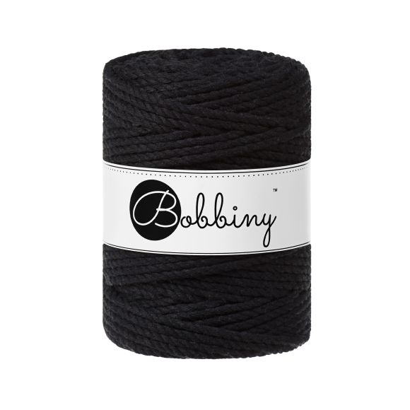 Fil macramé en coton recyclé "Rope Ø 5 mm - black" (noir) de Bobbiny
