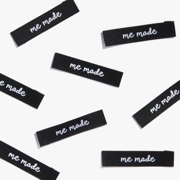 Étiquette textile "me made" - lot de 10 (noir-blanc) de Kylie and the Machine