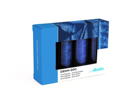 Set de fil à coudre "Denim Doc® - Denim" 4 bobines (bleu jeans) de Mettler