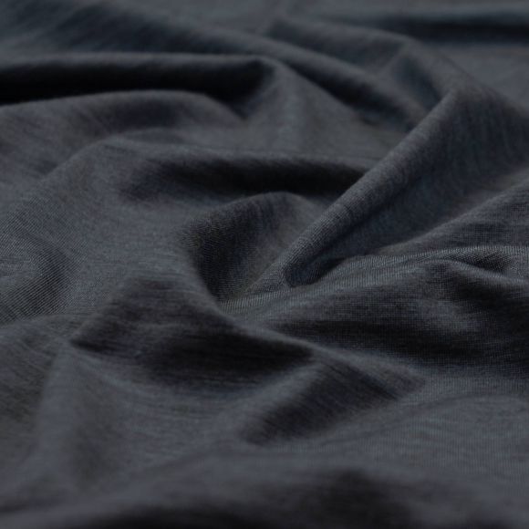 40 cm reste // Maille stretch de laine mérinos/tencel - teint en fil "Carl" (anthracite)