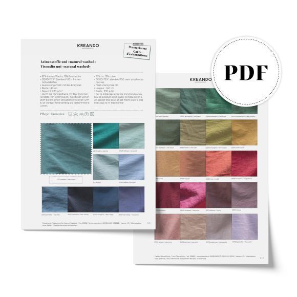 Nuancier PDF - Tissu en lin "natural washed" de KREANDO (gratuit)