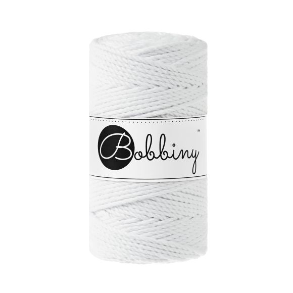 Fil macramé en coton recyclé "Rope Ø 3 mm - white" (blanc) de Bobbiny