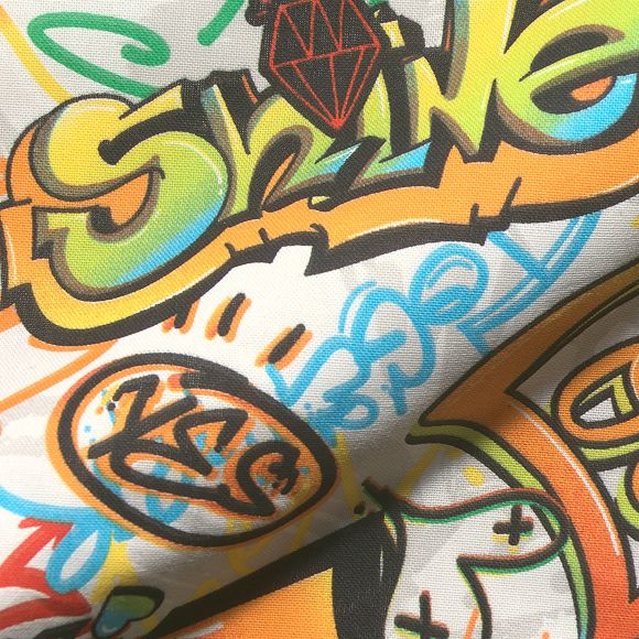 Canevas de coton "Graffitis/Street Art" (gris clair-multicolore)