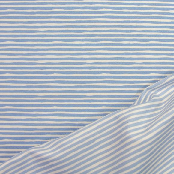 50 cm reste // Tissu microfibres "Serviette de bain - Mini-rayures" (bleu clair/offwhite)