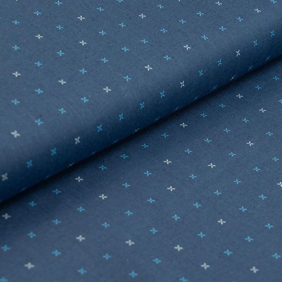 Tissu métis lin/coton "InkPerfect/Crossed Grid Kurai" (bleu-blanc) de ART GALLERY FABRICS