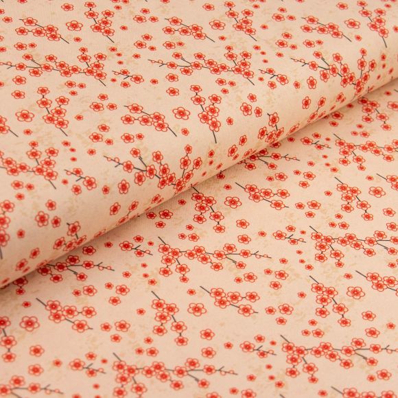 Coton "Kimonos & Koi/Cherry Blossom" (rose pastel-rouge/noir) de Paintbrush Studio Fabrics