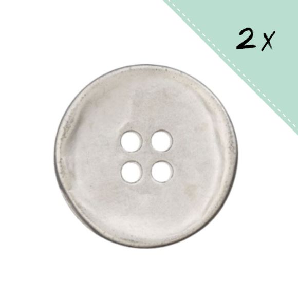 Bouton métal "Onde" - Ø 15/20 mm set à 2 pces (argenté)