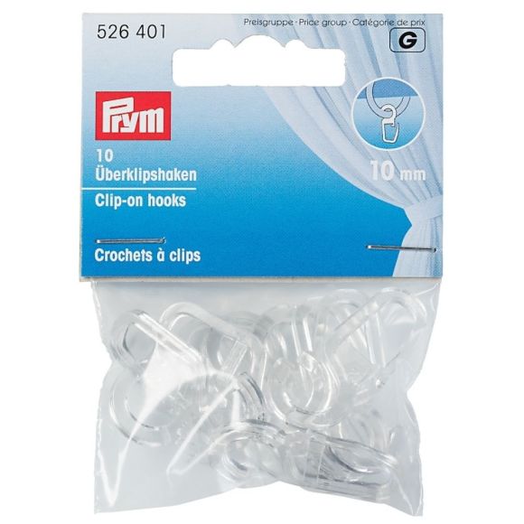 PRYM crochet à clips –10  mm, 10 pces (transparent) 526401