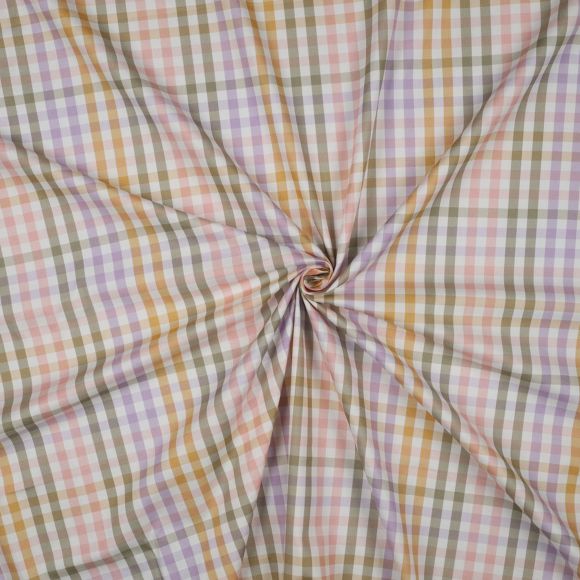 Popeline de coton "Digital Shirt Check" (blanc-olive/lilas/orange) de Nerida Hansen