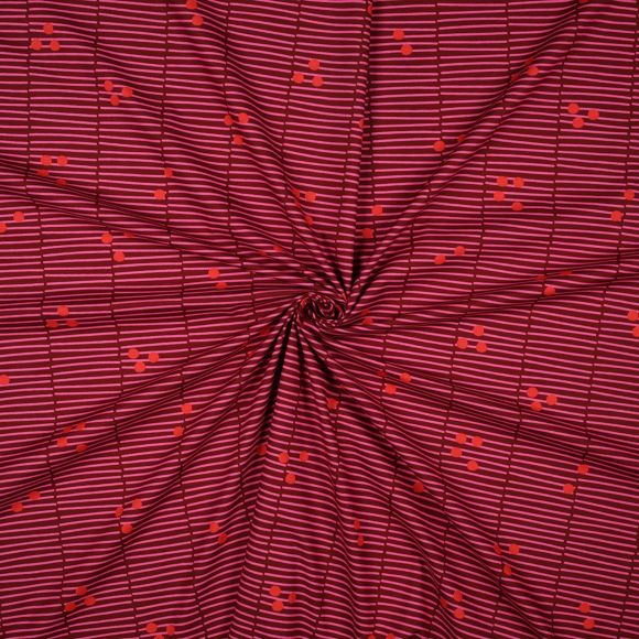Popeline de coton "Broken Stripe" (rouge vin-pink clair/orange foncé) de Nerida Hansen
