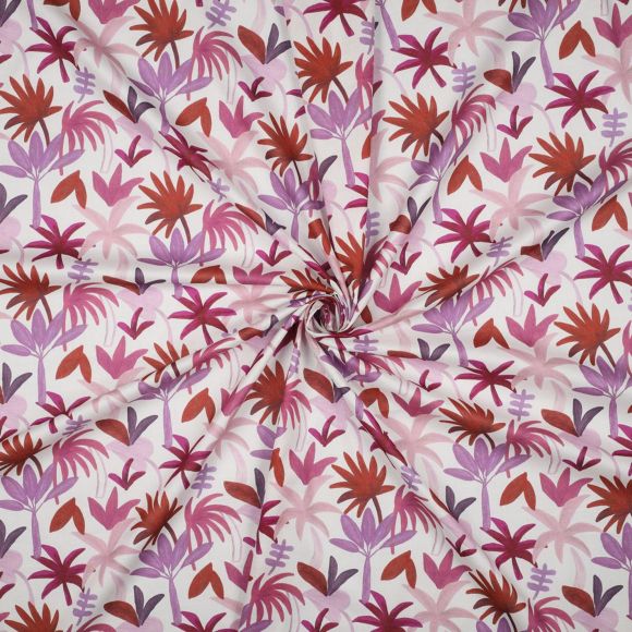 Voile de coton "Palm Haven" (blanc-rouge/lilas/rose) de Nerida Hansen