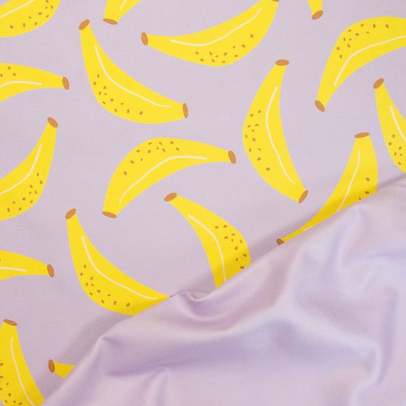 Tissu microfibres "Serviette de bain - Bananes" (lilas-jaune)